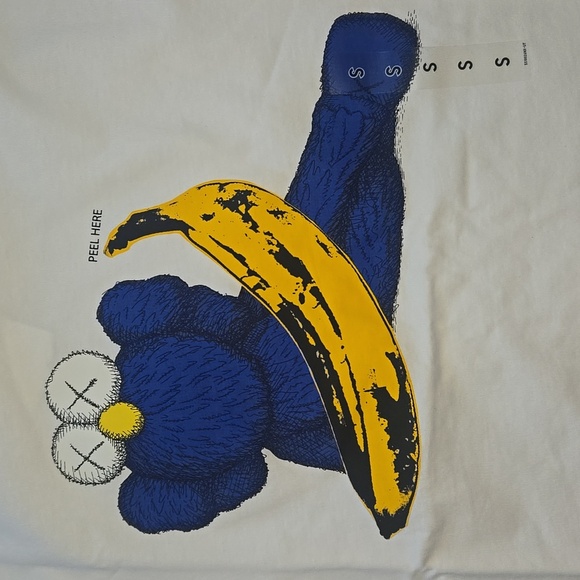 KAWS x Warhol x Uniqlo UT Graphic T-Shirt White/Blue/Yellow Size S NWT - Picture 7 of 11